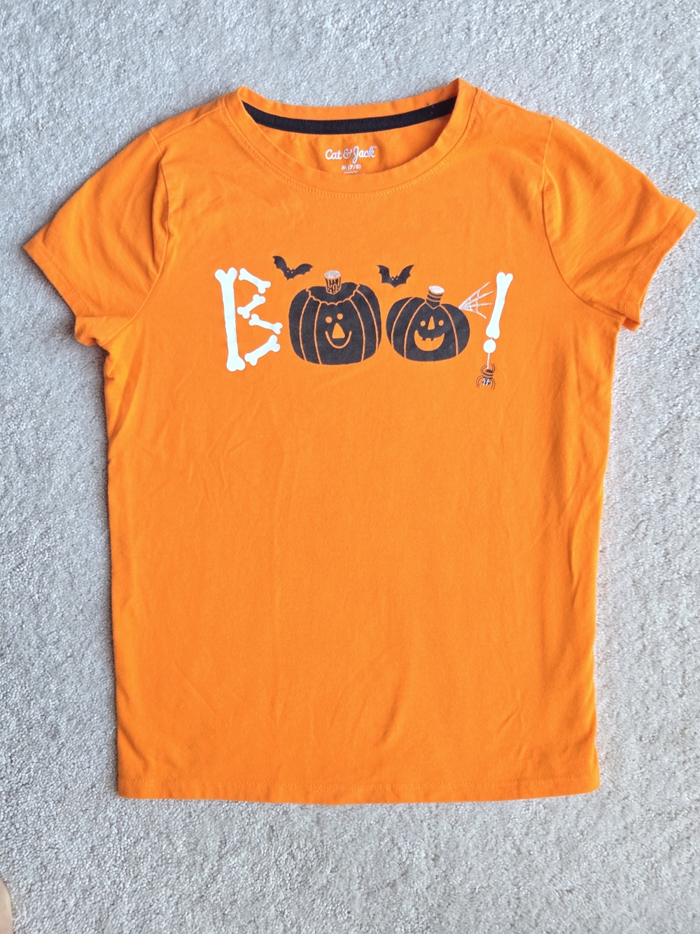 Cat & Jack Bright Orange Halloween Pumpkin Graphic Tee